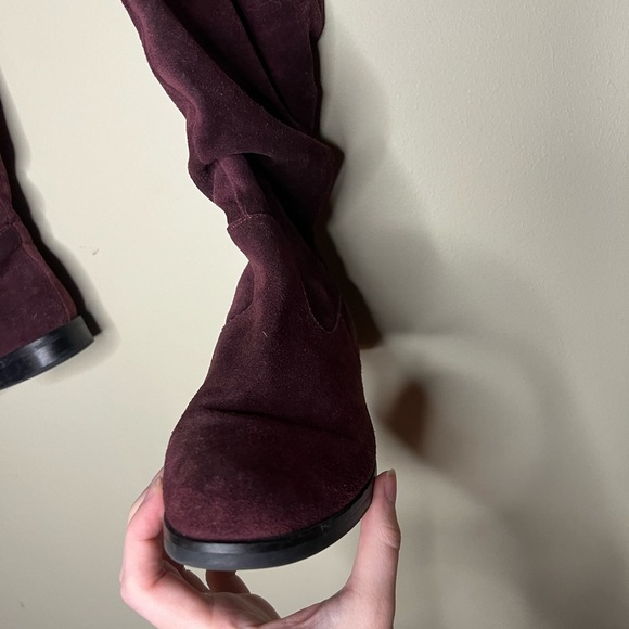 Steve Madden Balen Leather Suede Knee High Slouch Boot Burgundy 6 - Picture 10 of 16